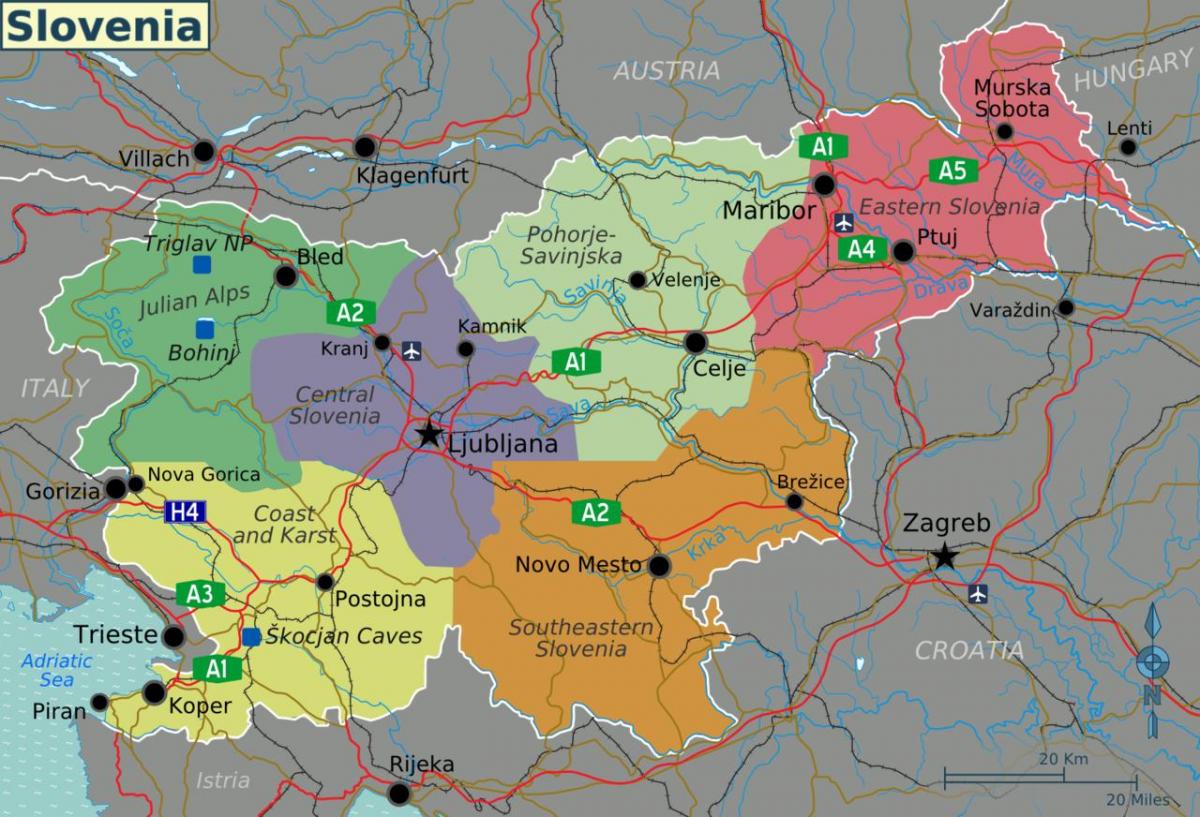 Slovinsko, země, mapa