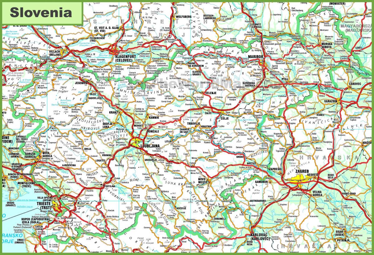 Mapa podrobná Slovinsko