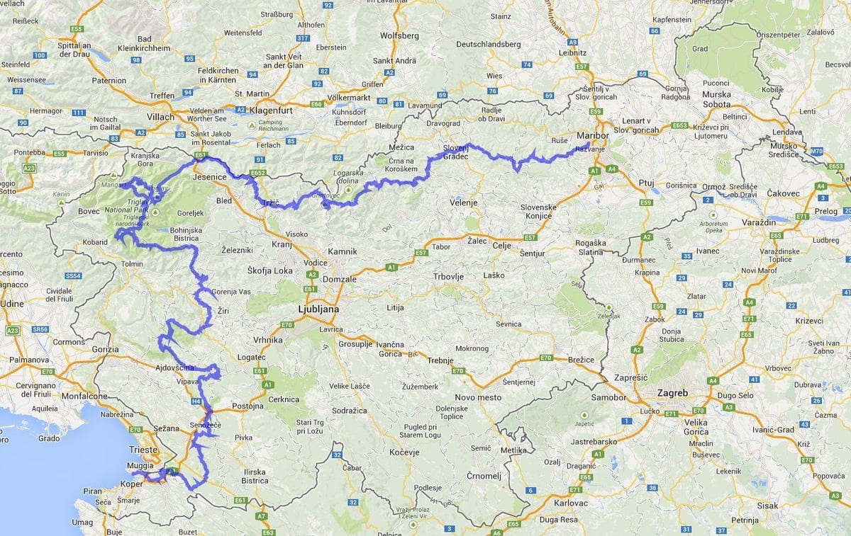 Mapa Slovinské horské stezce