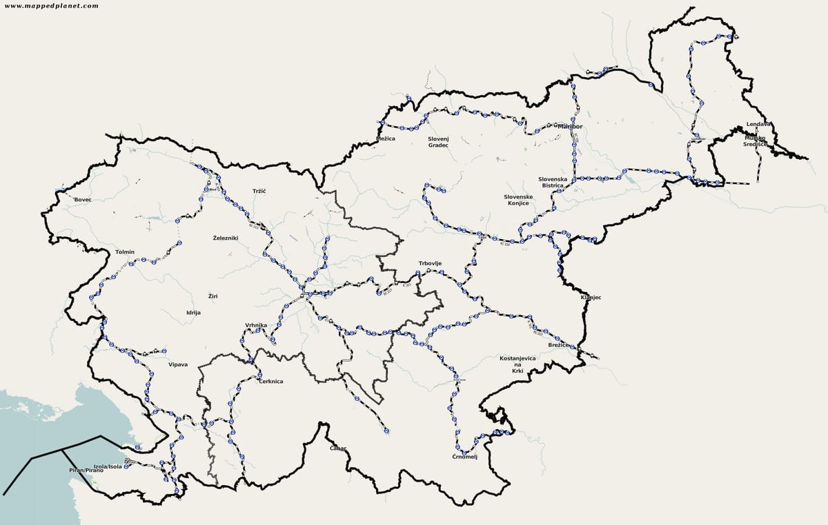 Slovinsko vlak mapě