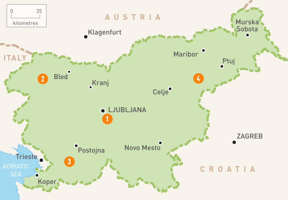 Mapa Slovinska regionů