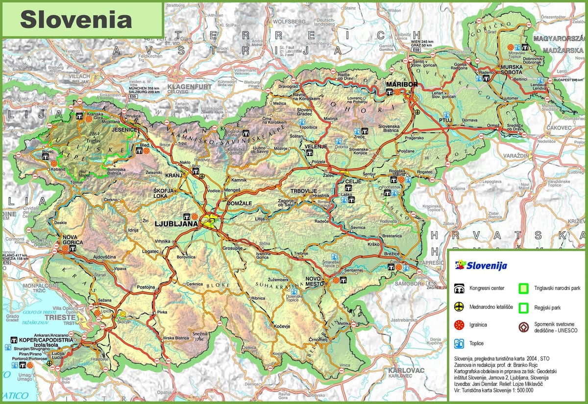 Mapa Slovinska silnici