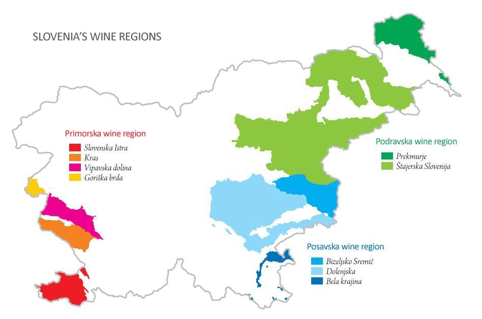 Mapa Slovinska víno