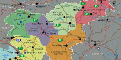 Slovinsko, země, mapa