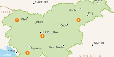 Mapa Slovinska regionů